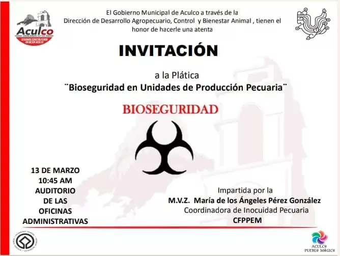 Hacemos una atenta invitacion a la platica de Bioseguridad en jpg