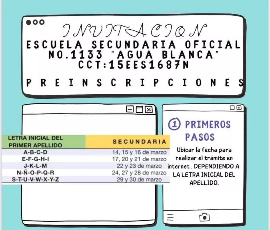 La Escuela Secundaria Agua Blanca hace llegar la INVITACION para jpg