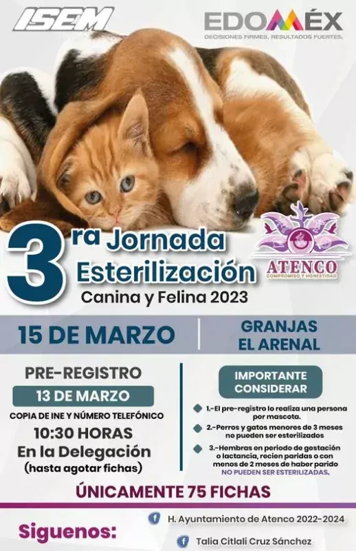 “tercera Jornada De EsterilizaciÓn Canina Y Felina 2023” Estado De México