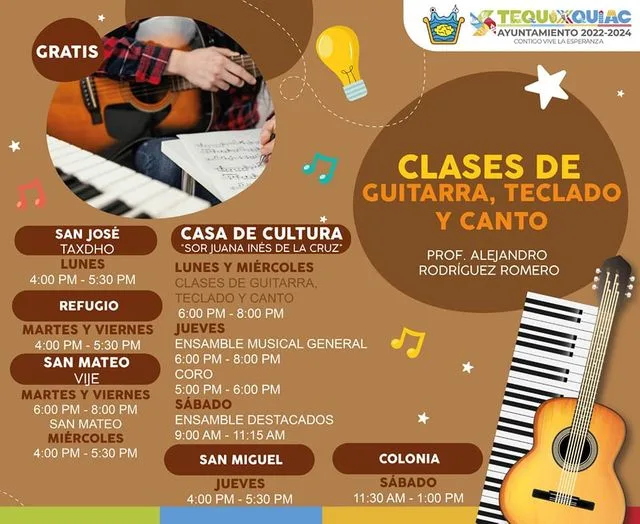 ¡Asiste a las clases gratuitas de Guitarra teclado y canto jpg