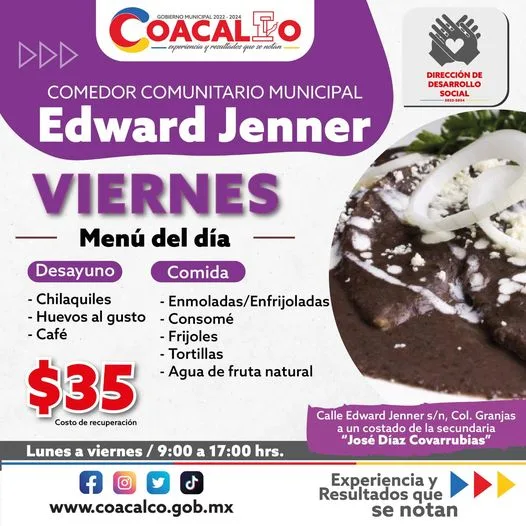 ¡Hoy te esperamos en el comedor comunitario Edward Jenner para jpg