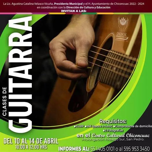 ¡Integrate a nuestras clases de guitarra El Ayuntamiento de Chiconcuac jpg