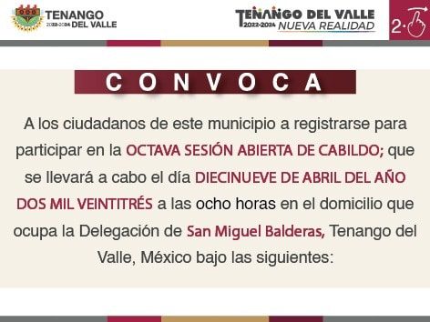 1680363432 694 El Ayuntamiento de Tenango del Valle convoca a ciudadanos a