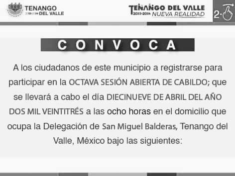 1680561077 481 El Ayuntamiento de Tenango del Valle convoca a ciudadanos a