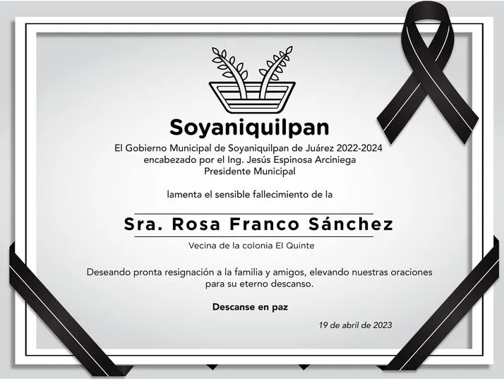 1681946699 Lamentamos el sensible fallecimiento de la Sra Rosa Franco Sanchez jpg