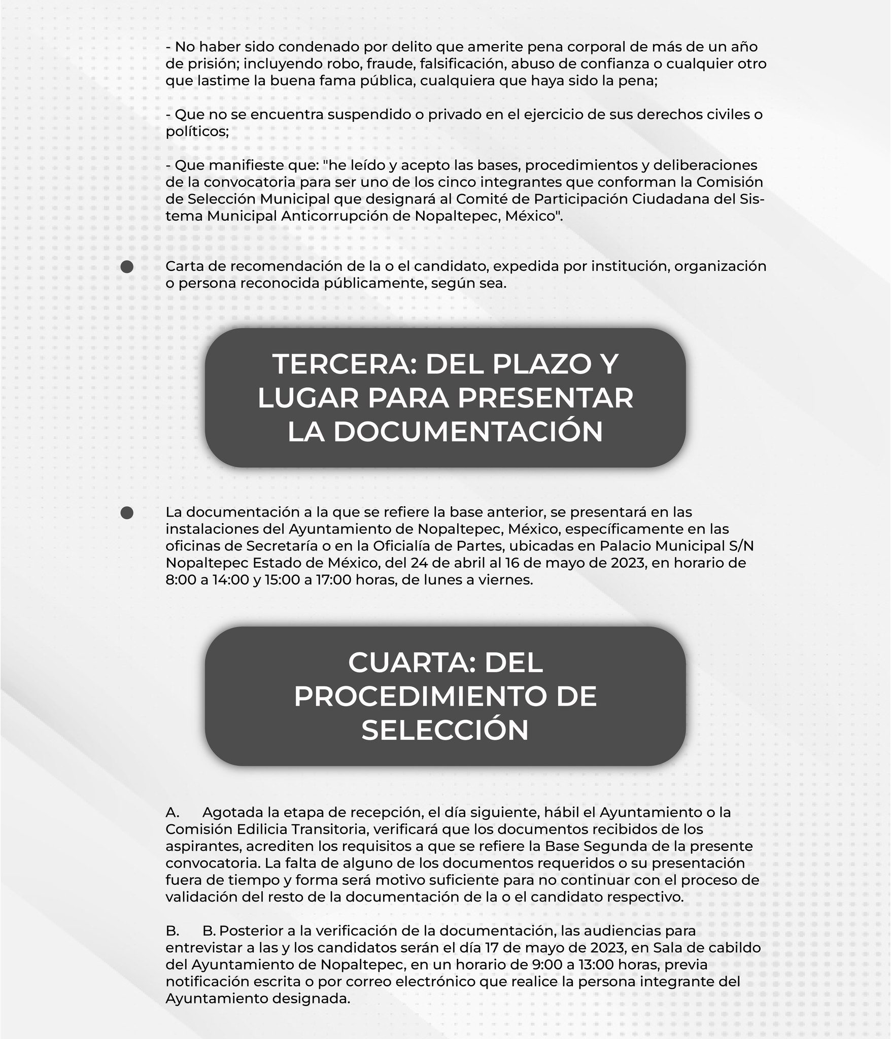 1682367627 622 Segunda convocatoria para integrar la comision de seleccion municipal que