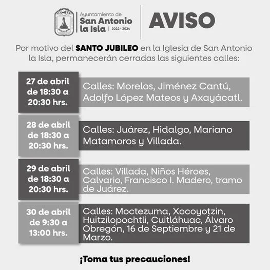 1682536906 Aviso Vecinas y vecinos por motivos del Santo Jubileo jpg