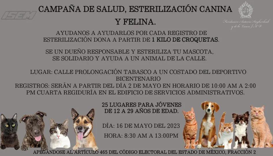 1682695908 Campana de Salud Esterilizacion Canina y Felina Dia16 de Mayo jpg