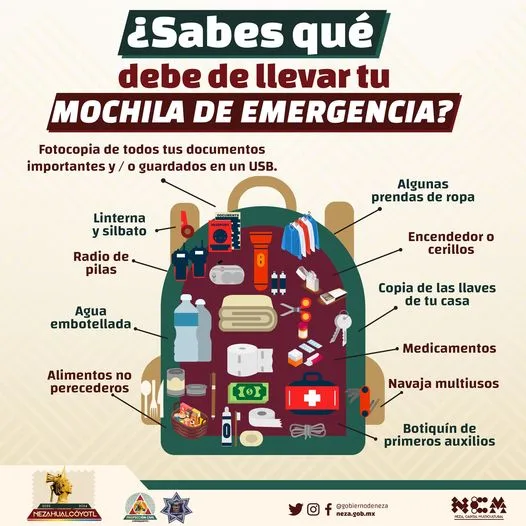 Prevencion ¿Sabes que debe llevar una MochilaDeEmergencia Tener lista jpg