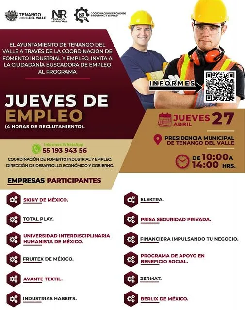 ¡Oportunidad laboral Acude a la presidencia municipal el proximo jueves jpg