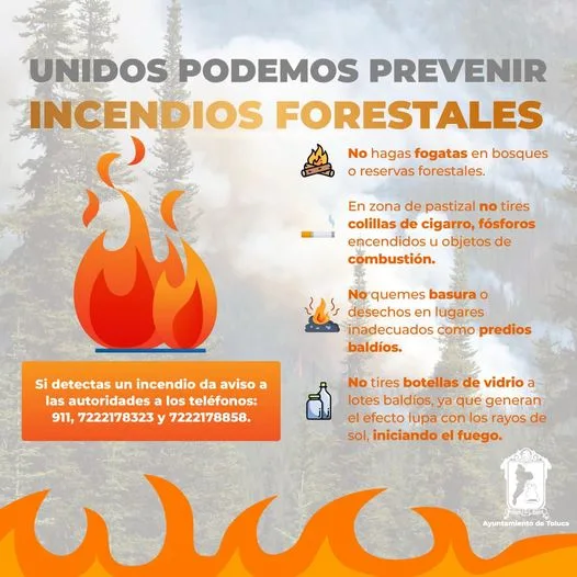 ¡Unidos podemos prevenir incendios forestales en Toluca Te compartimos algun jpg