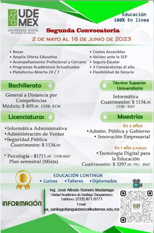 1683061789 Aprovecha esta 2aConvocatoriaUDEMEX Estudia el nivel medio superior y superior jpg