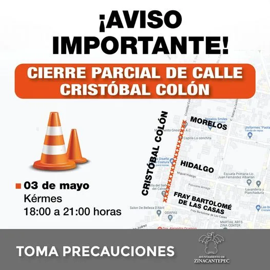 1683148009 ANTICIPA TU TRASLADO Cierre parcial de calle Cristobal Colon jpg