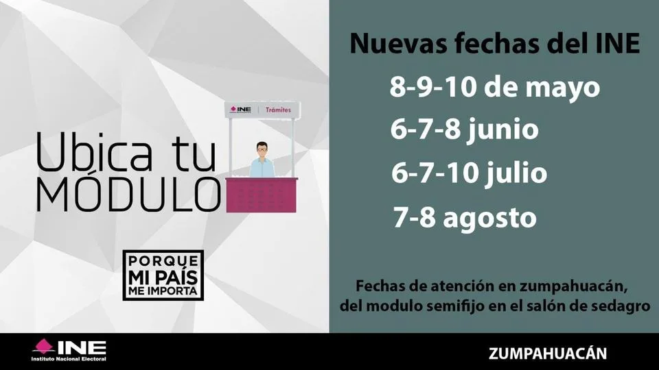 1683563258 Fechas de atencion del modulo del INE en Zumpahuacan ubicado jpg