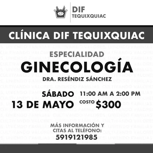 1683588760 Servicio de especialidad de Clinica DIF Tequixquiac GINECOLOGIA SABADO 13 jpg