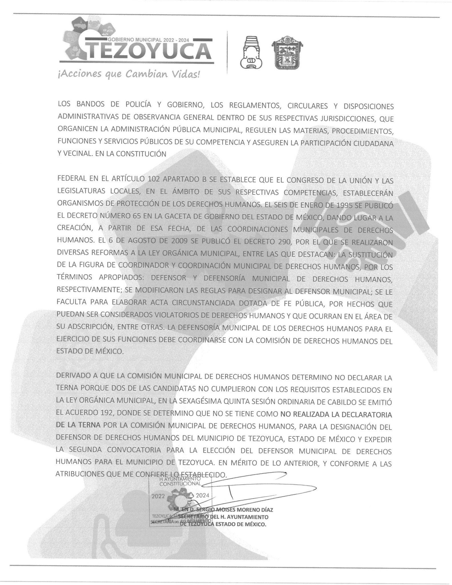 1683987500 260 CONVOCATORIA PARA LA DESIGNACION DEL DEFENSOR MUNICIPAL DE DERECHOS