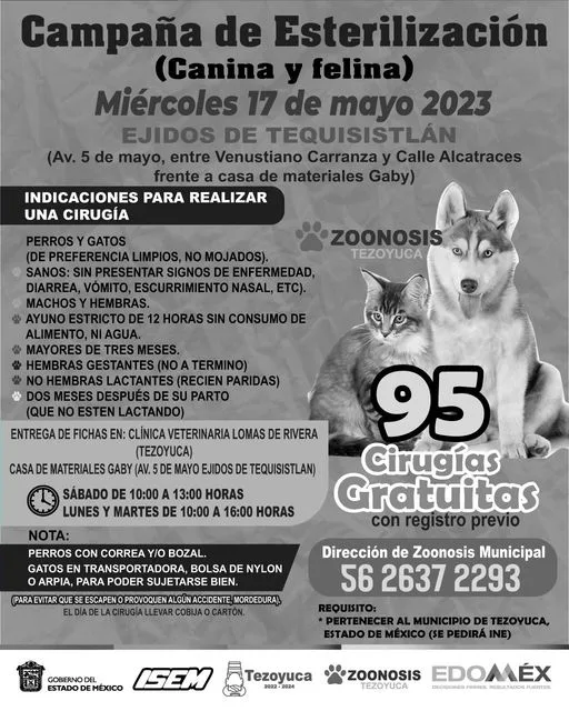 1684182399 Campana de esterilizacion canina y felina en Ejidos de Tequisistlan jpg