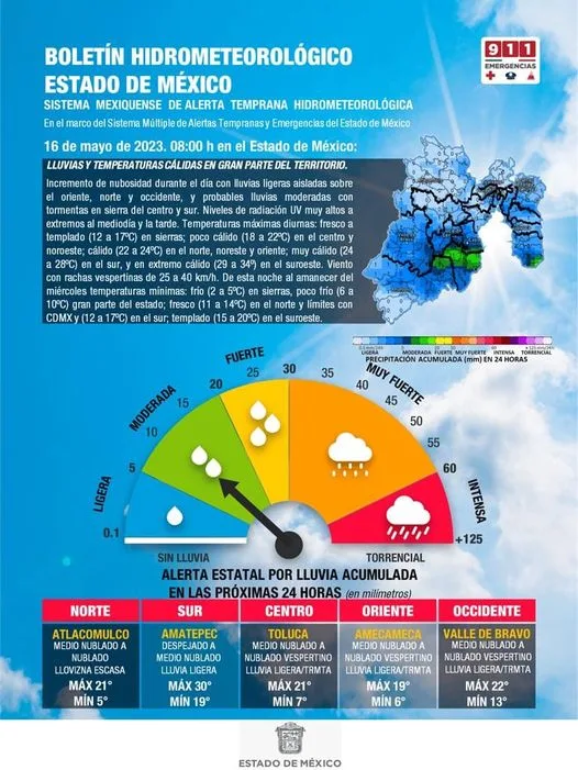 1684259924 Clima BOLETIN METEREOLOGICO Edomex Este martes sigue la presencia jpg