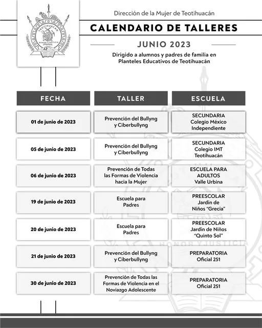 1685562762 Calendario de Talleres impartidos por la Direccion de la Mujer jpg