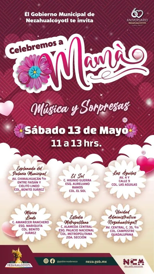 Conmemoracion ¡Celebremos el DiaDeLasMadres L@s esperamos con musica y jpg