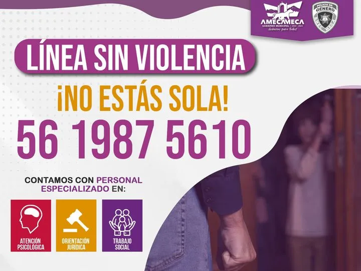 ¡NO estas sola Comunicate a la linea sin violencia en jpg