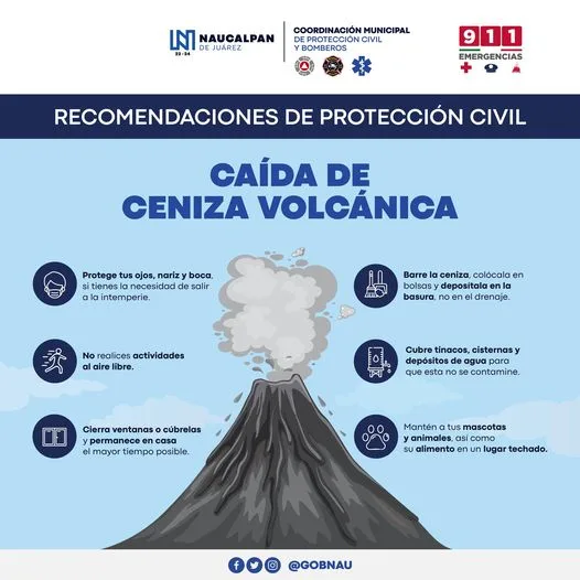 ¡Recomendaciones Ante la caida de ceniza volcanica toma las siguientes jpg