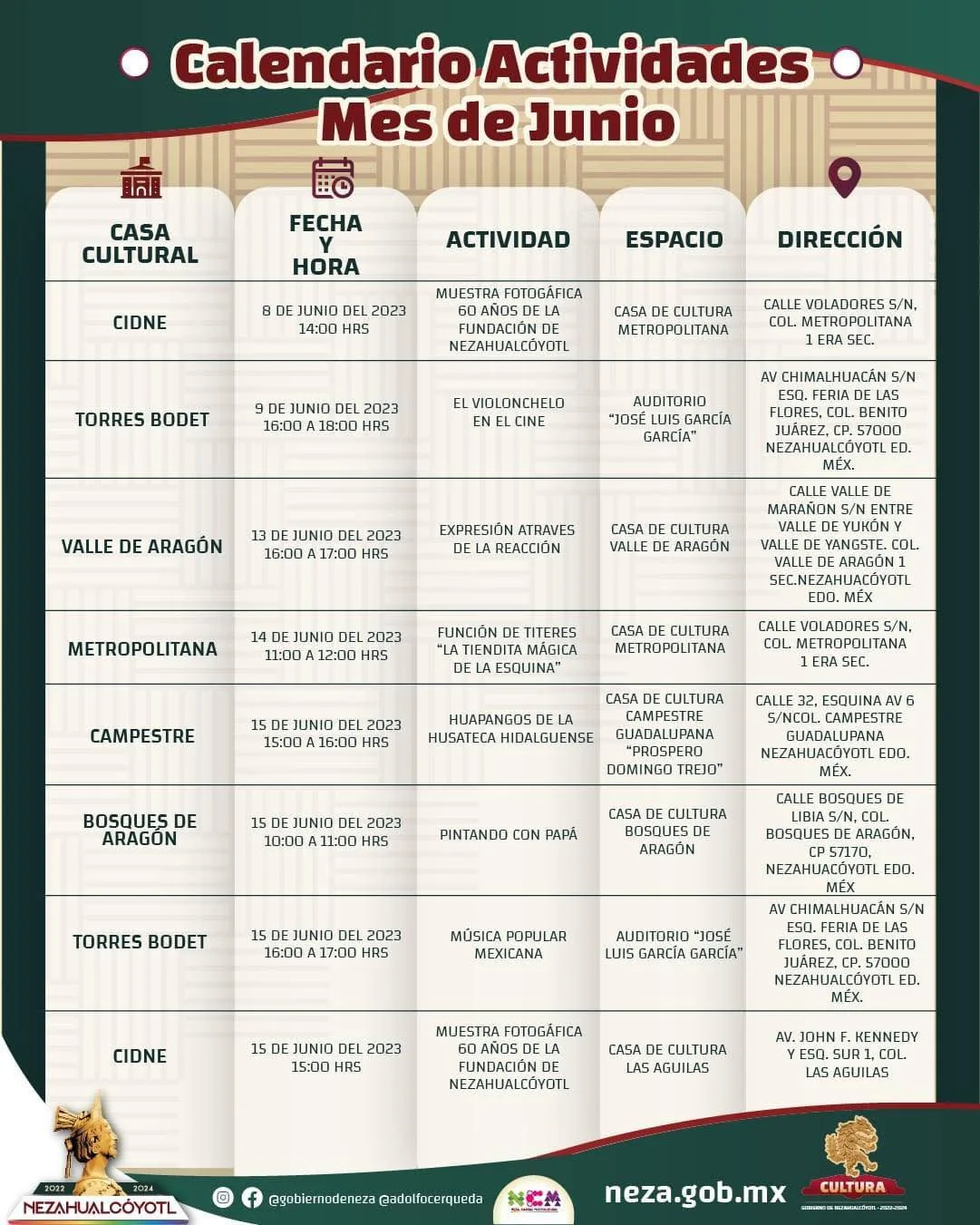 1686603371 Calendario No te pierdas de las ActividadesCulturales que tenemos jpg