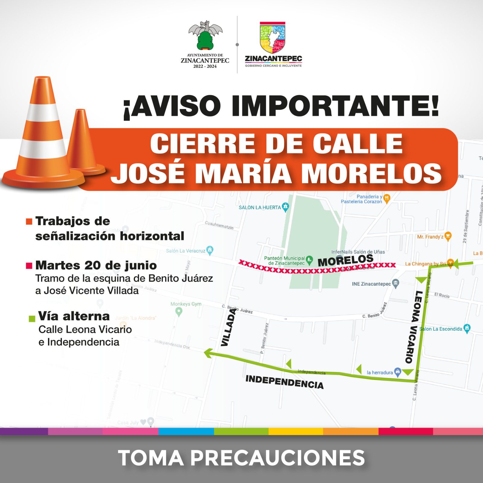 1687297099 EXTREME PRECAUCIONES La calle de Jose Maria Morelos y Pavon