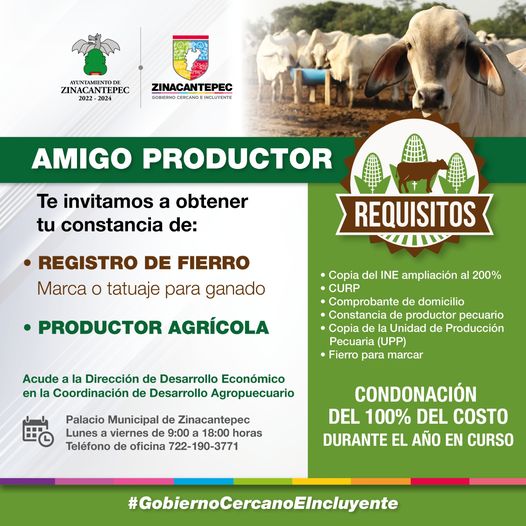 1687364031 REGISTRO DE FIERRO PARA GANADO Invitamos a los productores zinacantepequenses