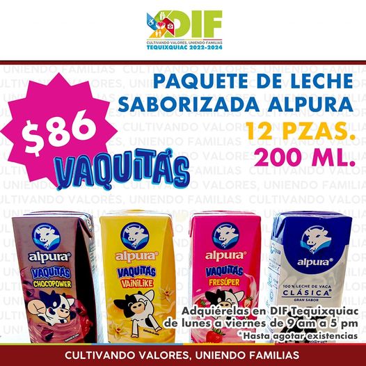 1687562150 PAQUETE DE LECHE SABORIZADA ALPURA 12 pzas de 200 ml