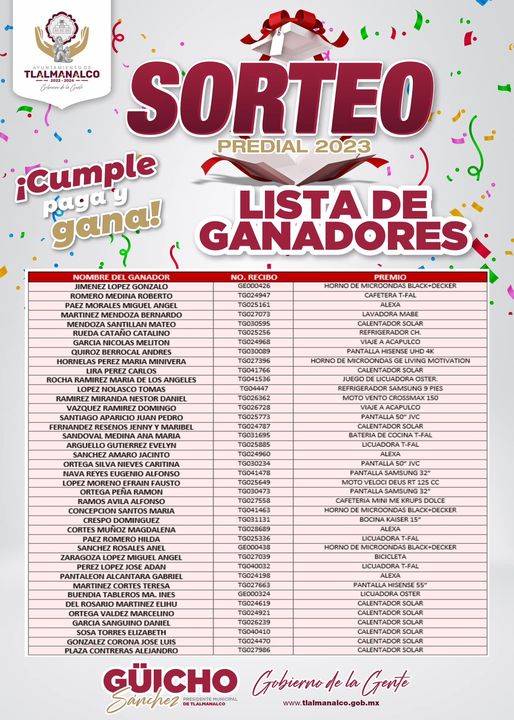 1687881041 Aqui esta la lista de ganadores del SorteoPredial2023 Si eres