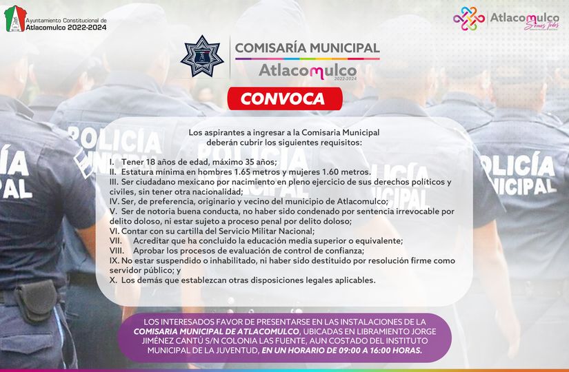 1688054506 ¡CONVOCATORIA ¡Forma parte de la Policia Municipal de Atlacomulco Te