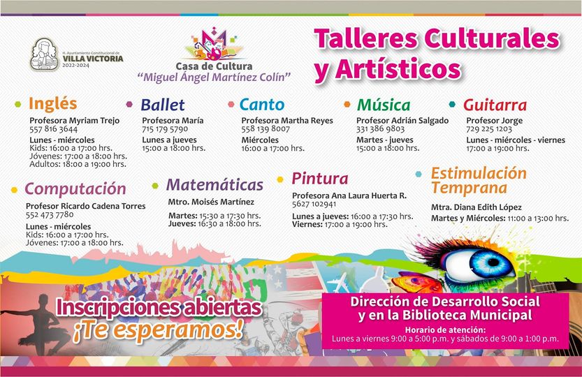 1688055648 Ya estan abiertas las Inscripciones para los talleres culturales y