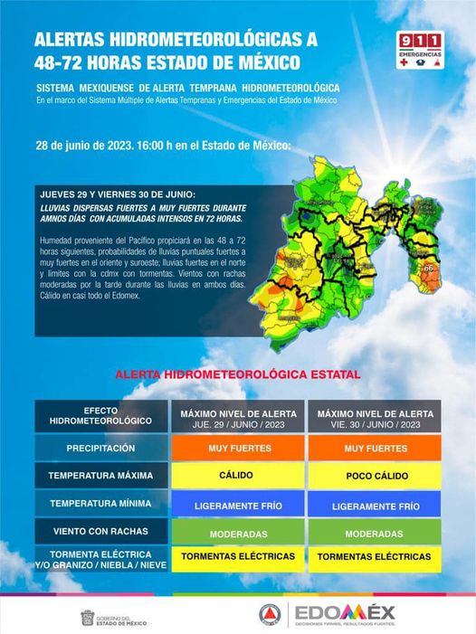 1688134000 Lluvias puntuales fuertes con posibles de llegar a ser muy