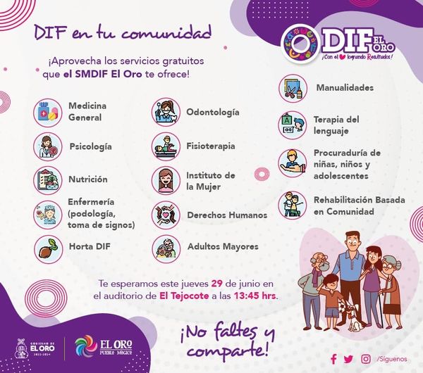 DIF en tu comunidad ¡Atencion habitantes de El Tejocote y