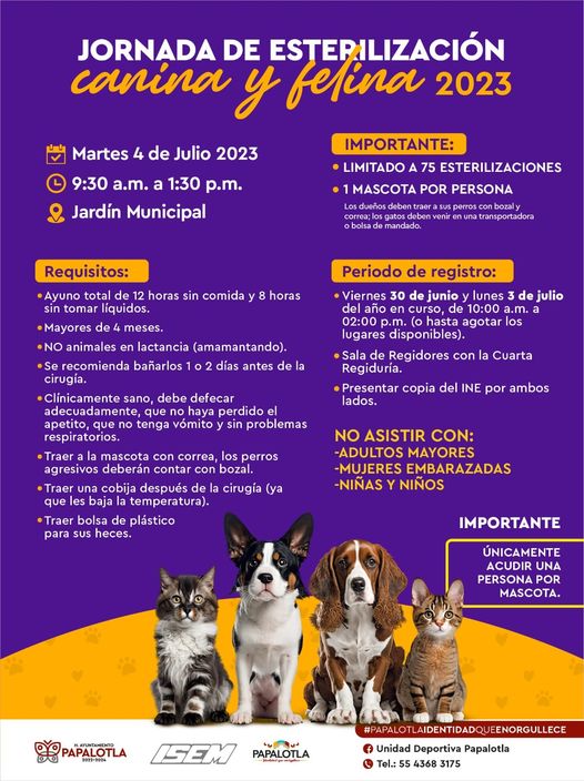 ProteccionAnimal ¡Este 4 de julio participa en la JornadaDeEsterilizacion