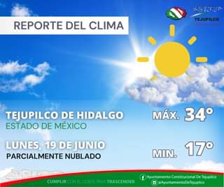 ReporteDelClima Este lunes 19 de junio en TejupilcoDeHidalgo tendra