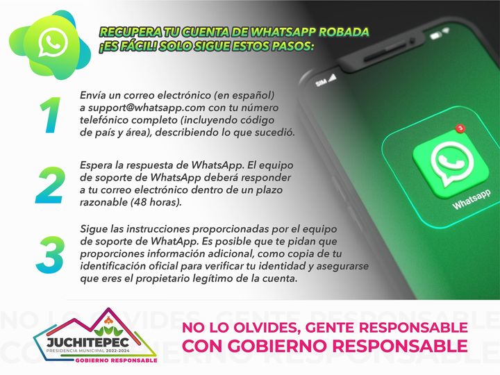 SeguridadCibernetica ¿Sabias que puedes recuperar tu cuenta de Whatsapp