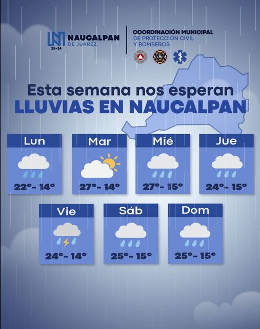 ¡Atencion Naucalpan La prevision meteorologica para esta semana indica cond