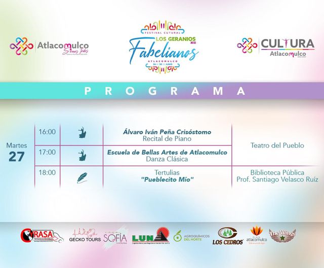 ¡Esta es la programacion de HOY para nuestro Festival Cultural