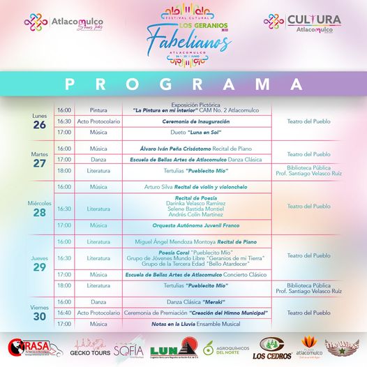 ¡Esta es la programacion de nuestro Festival Cultural Los Geranios