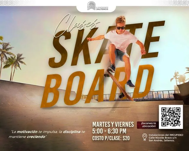 ¡Invitacion a clases de Skate Board jpg