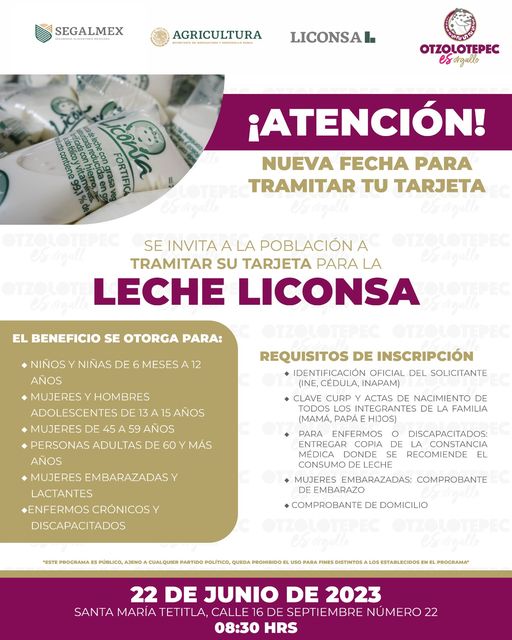 ¡NO LO OLVIDES ¿Ya cuentas con tu tarjeta de Liconsa