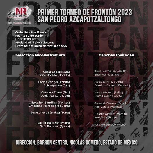 ¡No te pierdas el primer torneo de fronton