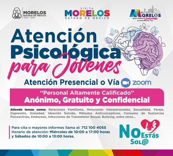 ¡Recuerda que contamos con atencion psicologica gratuita para Jovenes ¡No