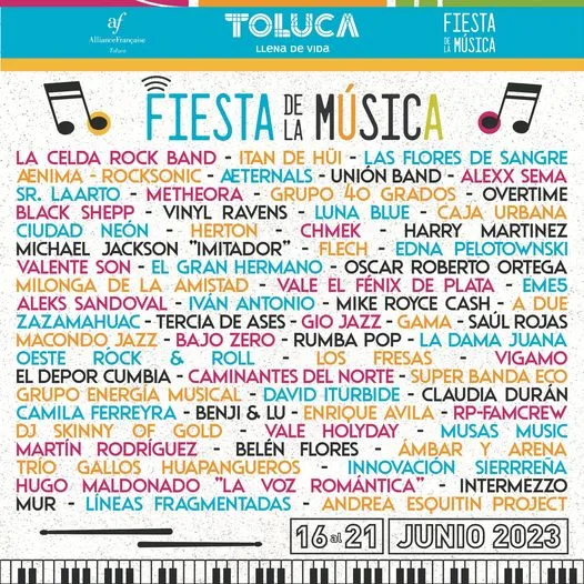 ¡Vive la Fiesta de la Musica 2023 en nuestra TolucaLlenaDeVida jpg