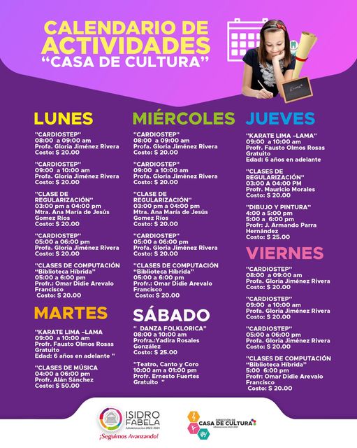 𝗔𝗖𝗧𝗜𝗩𝗜𝗗𝗔𝗗𝗘𝗦 𝗖𝗨𝗟𝗧𝗨𝗥𝗔𝗟𝗘𝗦 Te compartimos las Actividades Culturales Vigentes 20