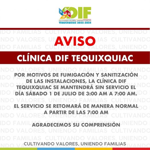 1688224007 AVISO IMPORTANTE Por motivos de fumigacion y sanitizacion de las