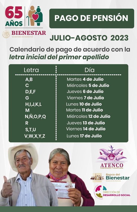 1688660755 PAGO DE PENSION ADULTOS MAYORES JULIO AGOSTO Calendario de pago de