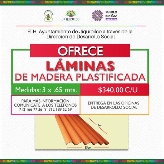 1688667589 La Direccion de Desarrollo Social te ofrece Laminas de Madera